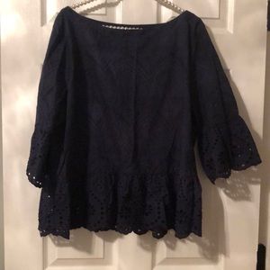 Navy eyelet top
